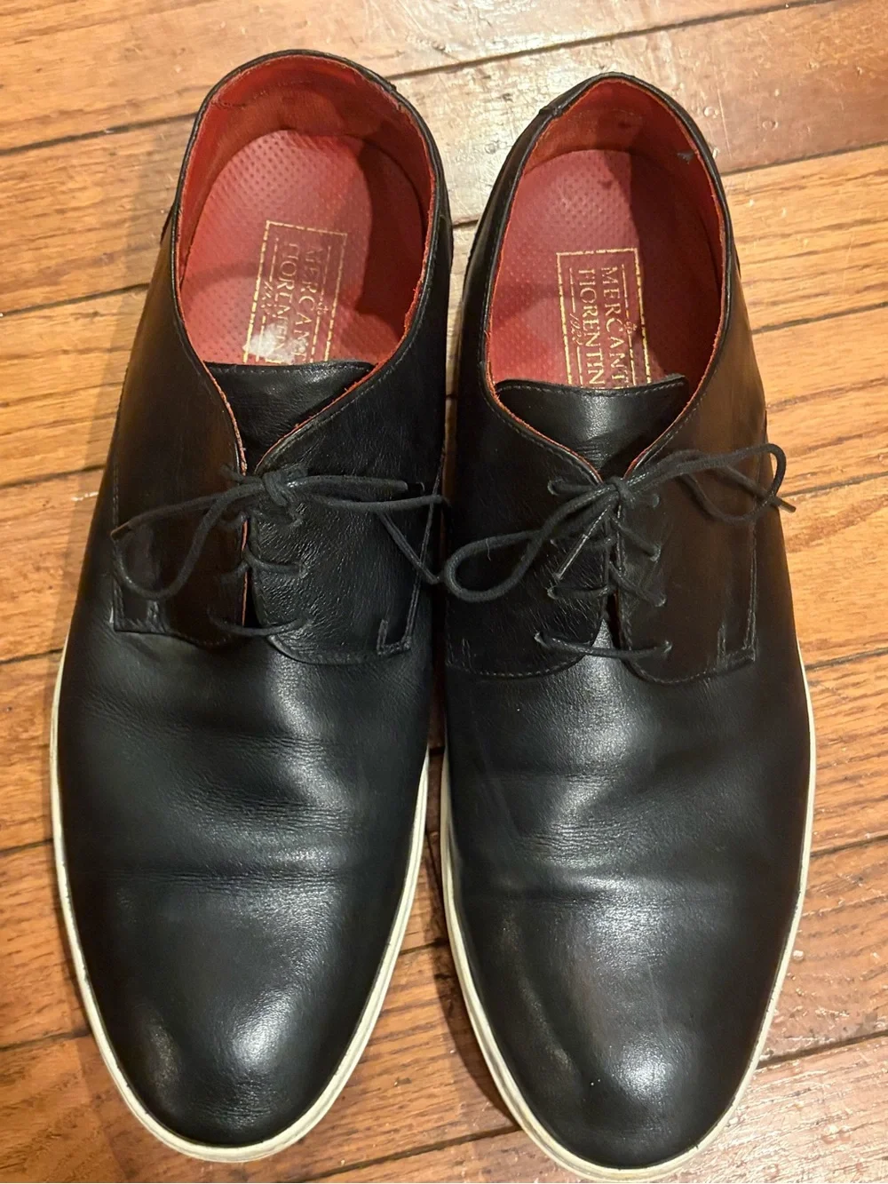 Men's MERCANTI FIORENTINI Black Leather Fashion Lace Up Sneakers Shoes 12